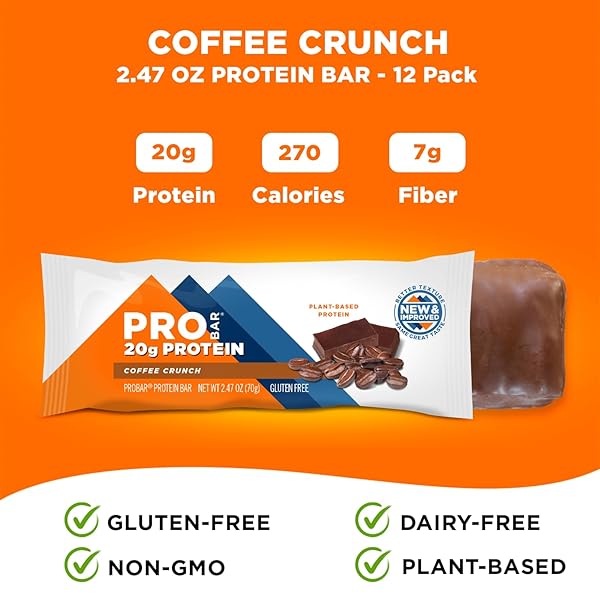 PROBAR – PROTEIN BAR, COFFEE CRUNCH, NON-GMO, GLUTEN-FREE, HEALTHY, PLANT-BASED, WHOLE-FOOD INGREDIENTS, NATURAL ENERGY (12 COUNT)