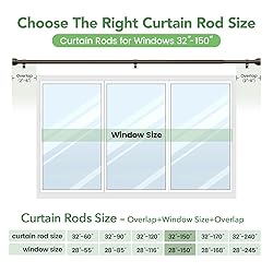Curtain Rods for Windows 72 to 144, 1 Inch