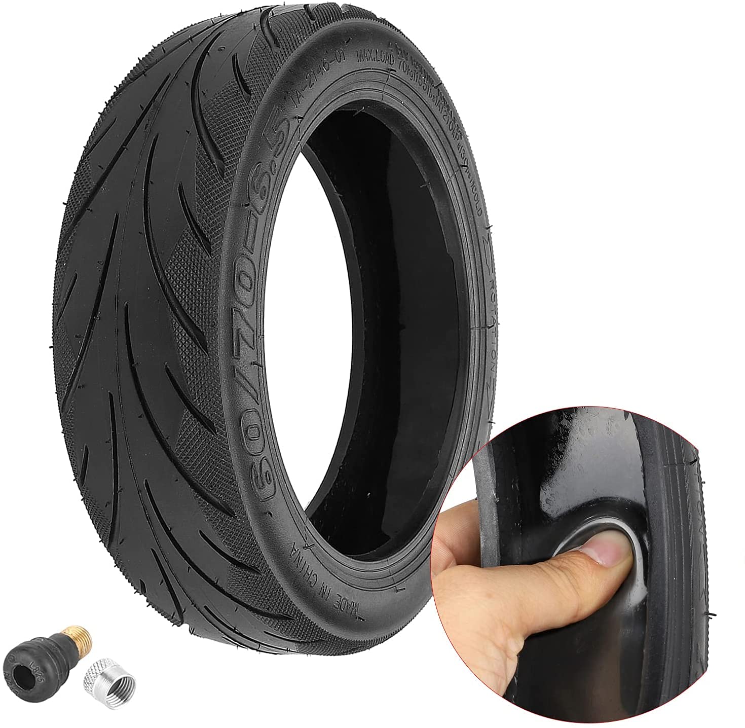 Photo 1 of YBang 60/70-6.5 Solid Tubeless Tire with Valve with Built-in Live Glue Repairable for Segway Ninebot Max G30 Scooter 10 inch Self Repairing Non-slip Tire (1 Pce)