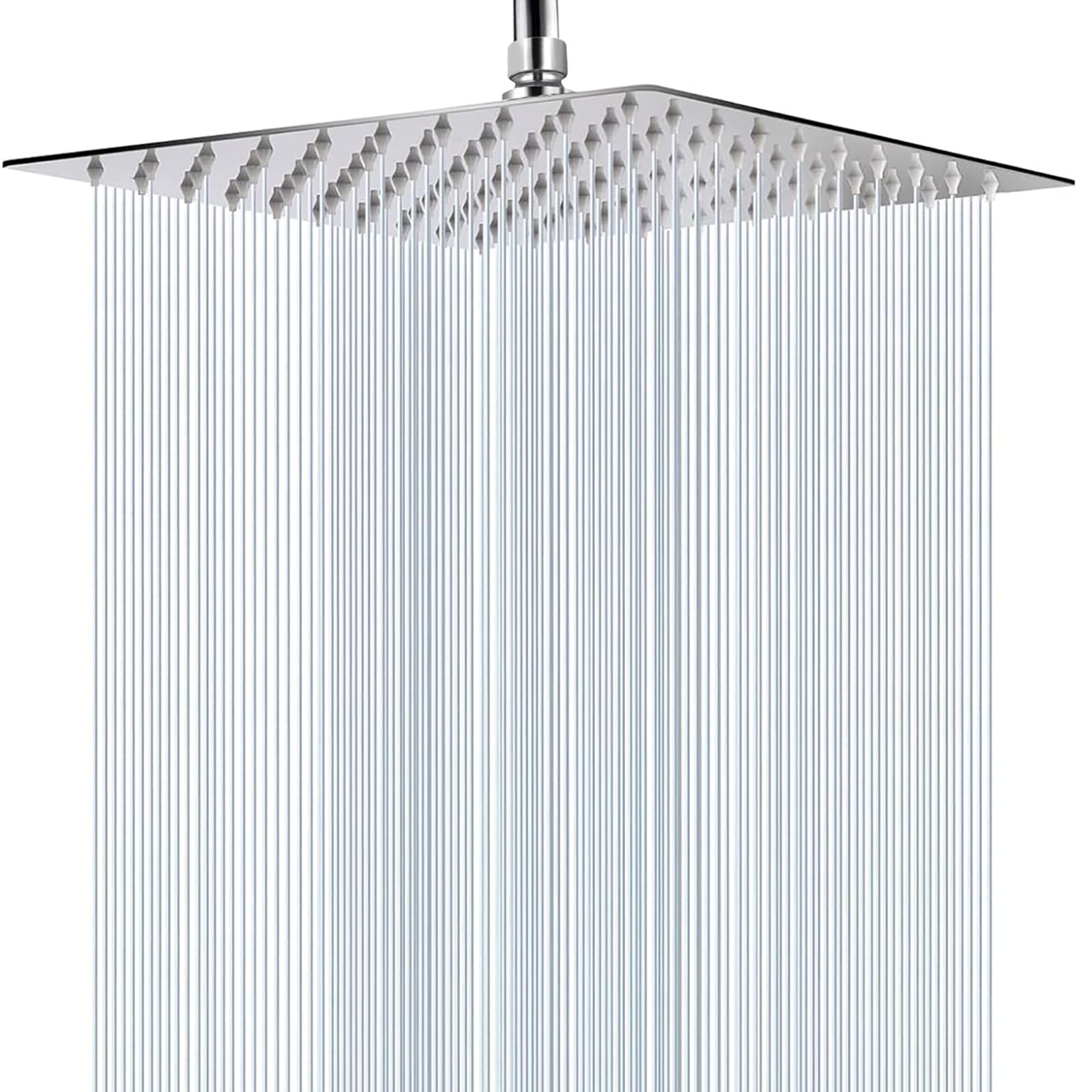 Rain Shower Head, WOOPHEN 12" High Flow Stainless Steel Square Rainfall ShowerHead, High Pressure Design, Awesome Shower Experience Even at Low Water Flow (Chrome)