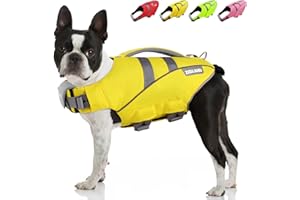MIGOHI Dog Life Jacket, Reflective Dog Swimming Vest with High Flotation and Rescue Handle, Ripstop Dog Lifesaver for Small Medium Large Dogs, Pet Safety Water Vest for Swimming Boating Surfing