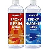 JANCHUN Crystal Clear Epoxy Resin Kit 16oz, Bubble-Free, Anti-Yellowing, Self Leveling Easy Mix 1:1 Coating and Casting Resin