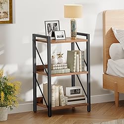 HOOBRO Bookshelf, 3-Tier Industrial Bookcase, Book