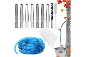 VICAMB 13Pcs Maple Syrup Tree Tapping Kit Include 7 Stainless Steel Maple Taps,22.9ft Maple Syrup Tubing,3 Maple Sap Filter,1 Cleaning Brush,1 Maple Tap Drill Bit for Maple Syrup Collection Supplies