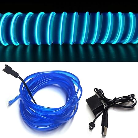 Amazon M Best Led 有機el イルミネーションネオンワイヤーセットusbドライブカー 車内 ライトカースタイリングパーティー装飾 間接照明 5m ブルー ライト 照明アクセサリー 車 バイク