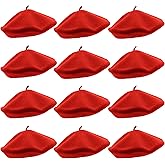 Wheebo 12 Pieces French Beret Hat Solid Color Wool Artist Beret Hats for Women Girls Lady