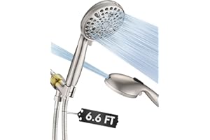 YASINU High Pressure 10-Setting Handheld Shower Head, 5" Detachable Shower Spray, 79" Extra Long Stainless Steel Hose, Adjust