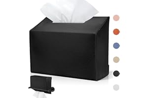 QUISBE Disposable Hand Towel Box Cover Compatible with Kleenex Disposable Paper Hand Towels, Leather Tissue Box Cover Holder for Bathroom Holder (Black-1 Pack)