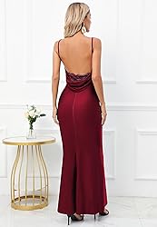 Capuffy Women Drape Neck Formal Maxi Dresses Lace