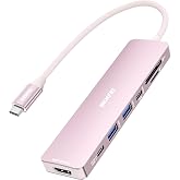 BENFEI 7-in-1 USB C Hub with HDMI(4K@60Hz), 2 USB-A, 1 USB-C Data, 100W Charge, SD/TF Card Reader, Silicone Tangle-Free Cable Compatible with MacBook Pro/Air, iPad Pro, iMac, iPhone 15 Pro/Pro Max