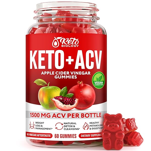 KETO ACV GUMMIES FOR WEIGHT LOSS & DETOX – ACV KETO GUMMIES 1500 MG – VEGAN APPLE CIDER VINEGAR GUMMIES FOR KETOSIS, METABOLISM & ENERGY – AC KETO GUMMIES – 60 COUNT