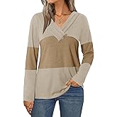 KISSMODA Long Sleeve Tops For Women Pleated V Neck Blouses Dressy Casual Button Down Shirts Tunics Fall Fashion