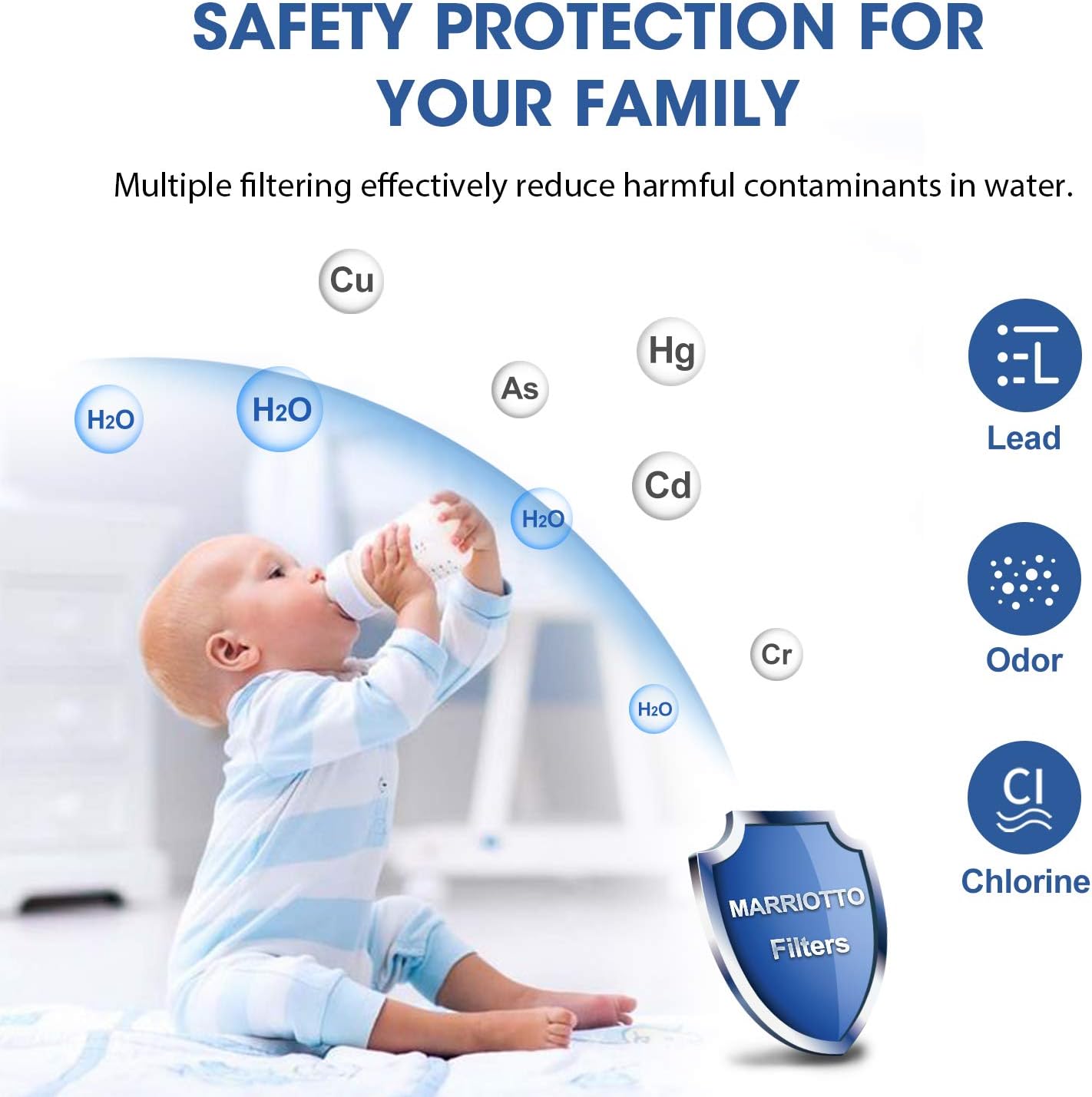 MARRIOTTO Water Filters for GE Refrigerators, Smart Water Filters for Refrigerators NSF 42 Certified Cartridges Compatible with MWF, MWFA, MWFP, GWF, GWFA, 46-9991, HDX FMG-1, WFC1201, 3 Packs: Home Improvement