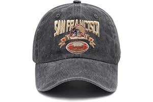 MRSAHLV Embroidered City Vintage Washed Denim Football Hats for Men Women, Unisex Adjustable Cotton Fans Baseball Cap