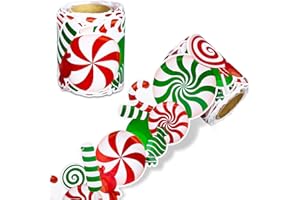 2Rolls 65.6FT Christmas Bulletin Board Borders Self-Adhesive Red Green Candy Trim Label Sticker Xmas Party Supplies for Chris