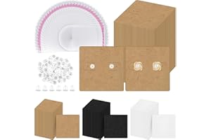 Glarks 400Pcs Earring Cards with 6 Holes Earrings Hanging Tags, 2 Inch Brown Earring Display Cards, Kraft Earring Cards Holde