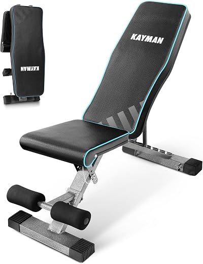 Kayman Adjustable Weight Bench 6 Back 4 Seat 3 Leg Levels Foldable Gym