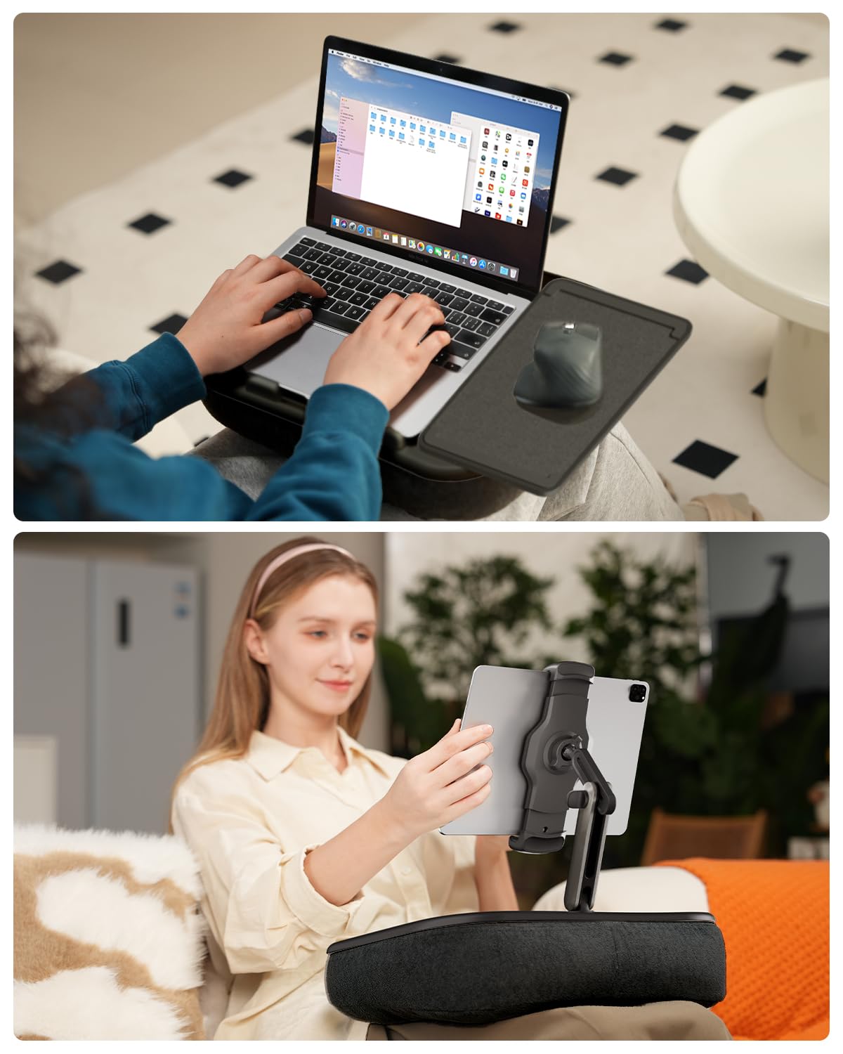 Viozon Kindle Pillow Stand Holder, Phone holder for Bed, Laptop Lap Desk with Mouse Pad,Compatible with 4.7-13