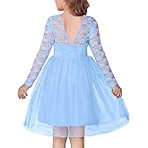 Arshiner Flower Girl Dress V Back Lace Long Sleeve Tulle Special Occasion Wedding Party Dresses