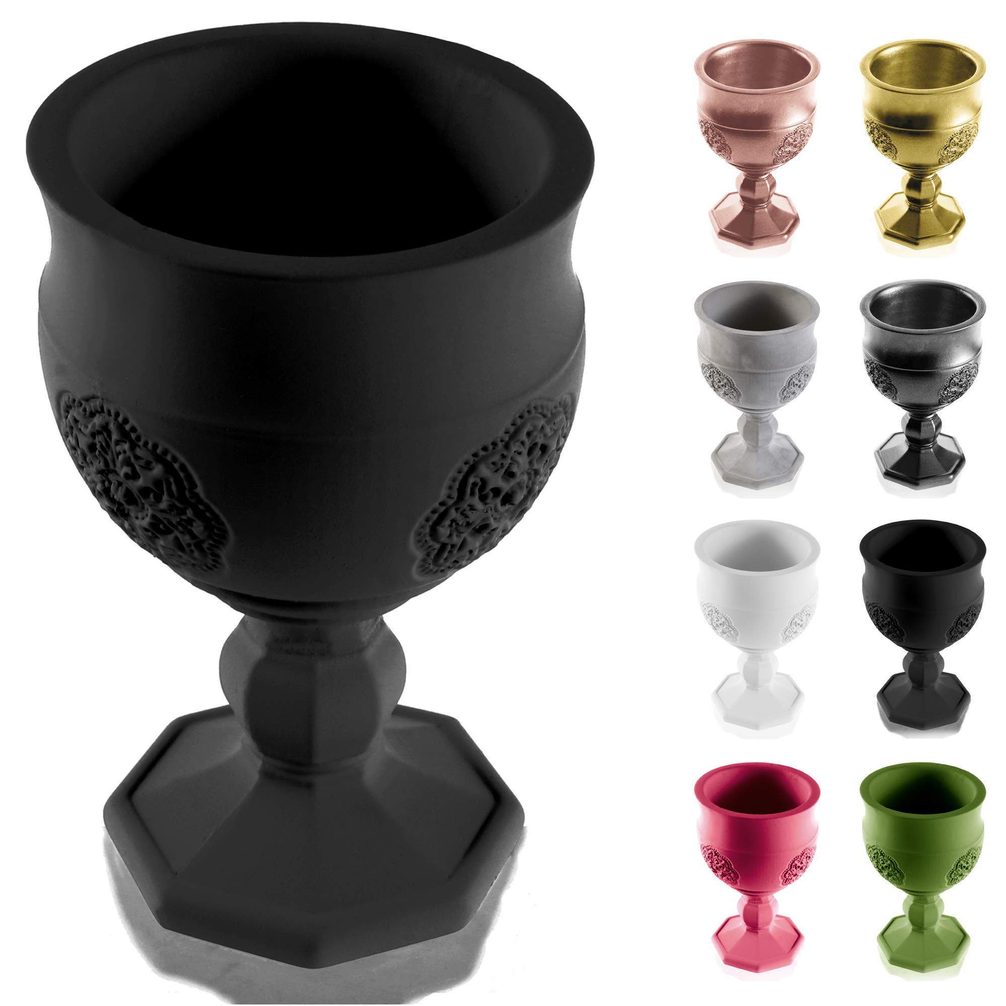 CONCRETTE Flower Pot, Black Matte, 15x9x9 cm