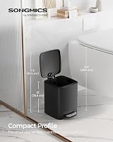 SONGMICS Kitchen Bin 6 L Steel Pedal Trash Can with Inner Bucket Ink Black view 3