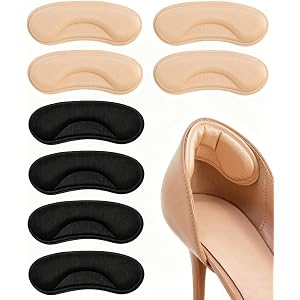 4 Pairs Heel Cushion Pads for Too Big Shoes, Self-Adhesive Heel Grips Inserts for Men & Women, Anti-Slip Protectors Fillers L