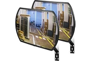 Geetery 2 Pcs 24'' x 15'' Garage Convex Security Mirror Outdoor Indoor Round Rectangular Acrylic Traffic Corner Mirror Blindspot for Wall Parking with Protective Film for Driveway