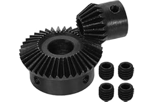 uxcell 2Pcs Tapered Bevel Gears Set, 1 Mod 1:2 (20T/40T) Harden Steel Straight Bevel Gear, 90 Degree Steering Motor Gears, (8