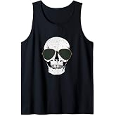 Mens Distressed Skull with Sunglasses Tank Top