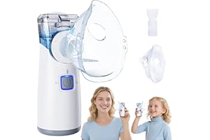 FIVEPROPY Travel Mesh Nebulizer with Auto Clean - Quiet Handheld Nebulizer for Adults & Kids - USB-C or AA Battery Powered Spacer OTC