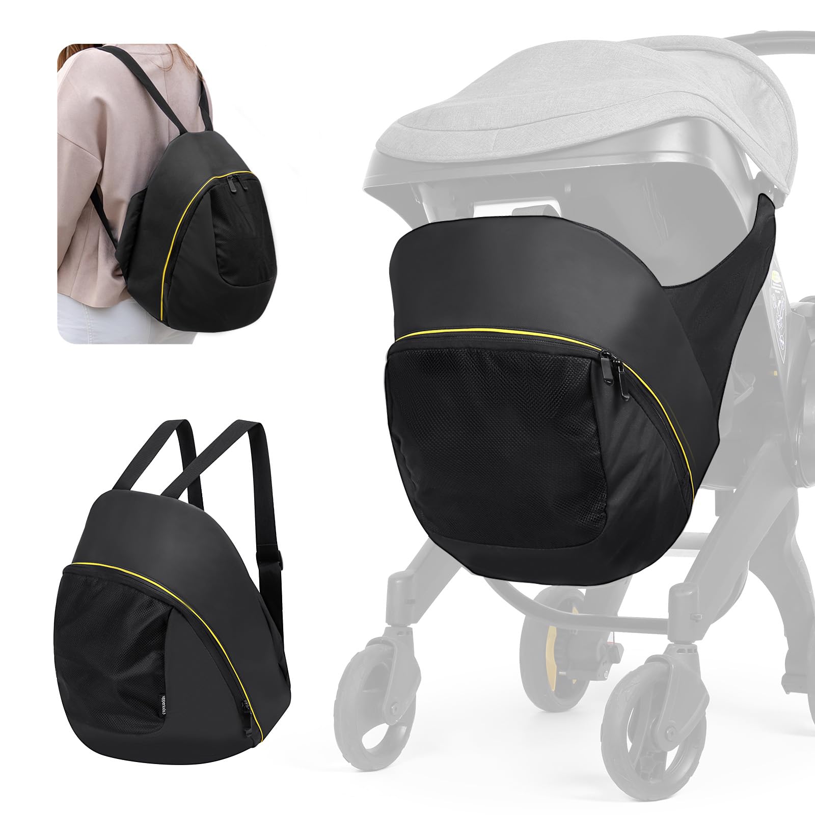 Photo 1 of Upperkids Storage Bag Compatible with Doona Infant Car Seat Stroller, Stroller Accessories, Large Capacity Diaper Bag, Easy Access Zipper Design, Wearable Backpack, Stroller Organizer Bag, All Day Bag