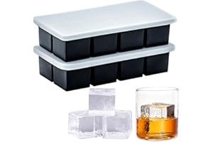 Bangp Large Ice Cube Tray for Whiskey (2 Pack),Metal Reinforced Frame Big Ice Cube Molds,Large Square Ice Cube Trays with lid