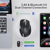 TECKNET Bluetooth Mouse Rechargeable Tri-Mode 4800DPI Silent 6 Button Black view 3