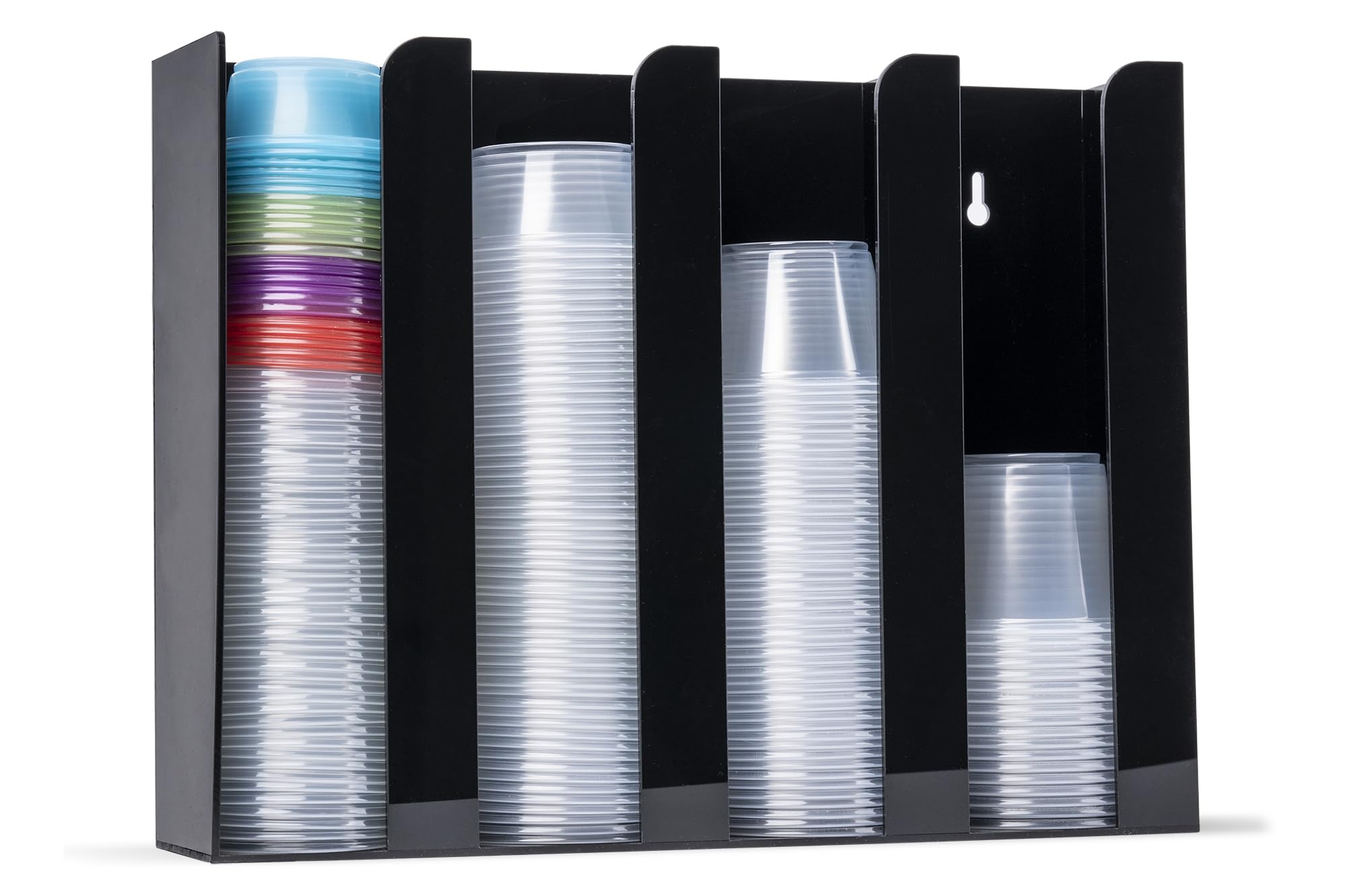 Photo 1 of Inevibe Portion Cup and Lid Holder - 4 Compartment Acrylic Organizer for Condiment & Sauce Cups, Fits Cups 2 oz to 5.5 oz in Size, Use Dispenser on Countertop or Wall Mount