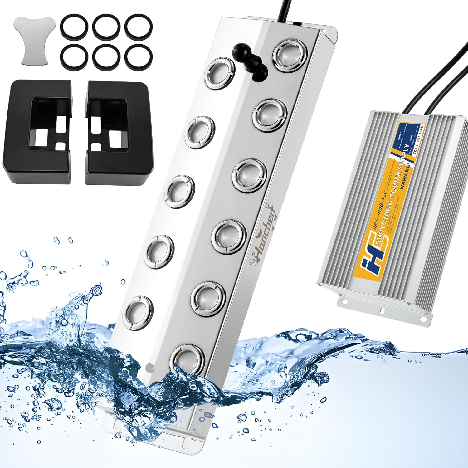 Indoor Fountains & Accessories - Hanchen Halloween Mist Maker 12 Head Ultrasonic Fogger Mist Humidifier Water Fountain Pond Fog Atomizer 18.7lb/h Large Fog Volume CE Certificate (Mist Maker + Water Resistant Power Supply + Float)