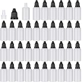 Tioncy 100 Pcs 30ml Plastic Dropper Bottles for Liquids Bulk, Black Lid | Squeezable Empty Liquid Bottles with Leak Proof Caps, Refillable 1 oz Plastic Dropper for Essence, Oil Solvents, Light Oils