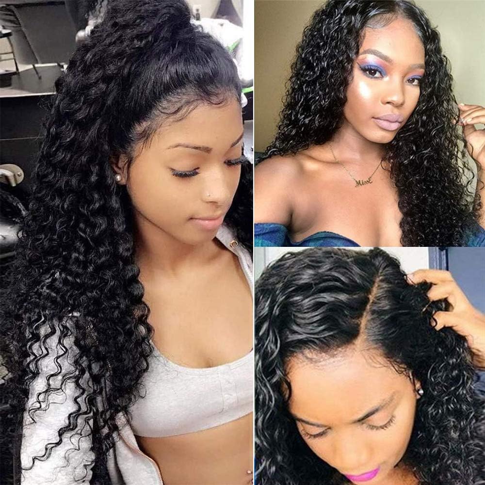 Perstar 360 Lace Front wigs Deep Wave human hair Lace Frontal Wigs with baby Hair Brazilian Deep Wave Wet and Wavy human hair wigs 150% Density for black Women(20"-360 wig, 360 front wig)