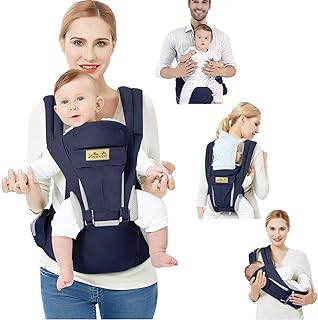 Viedouce Babytrage Ergonomische mit Hüftsitz/Reine Baumwolle Leicht und atmungsaktiv/Multiposition:Dorsal, Ventral, Einstellbar für Neugeborene und Kleinkinder von 3-48 Monate (3,5 bis 20 kg)