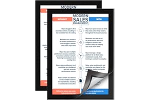 ZHIDIAN Document Sign Holder Pockets with Adhesive Back, Plastic Poster Picture Notice Display Frame for Window/Door/Wall/Cabinet, 8.5 x 11.6 Inches, Black, 2 Pack