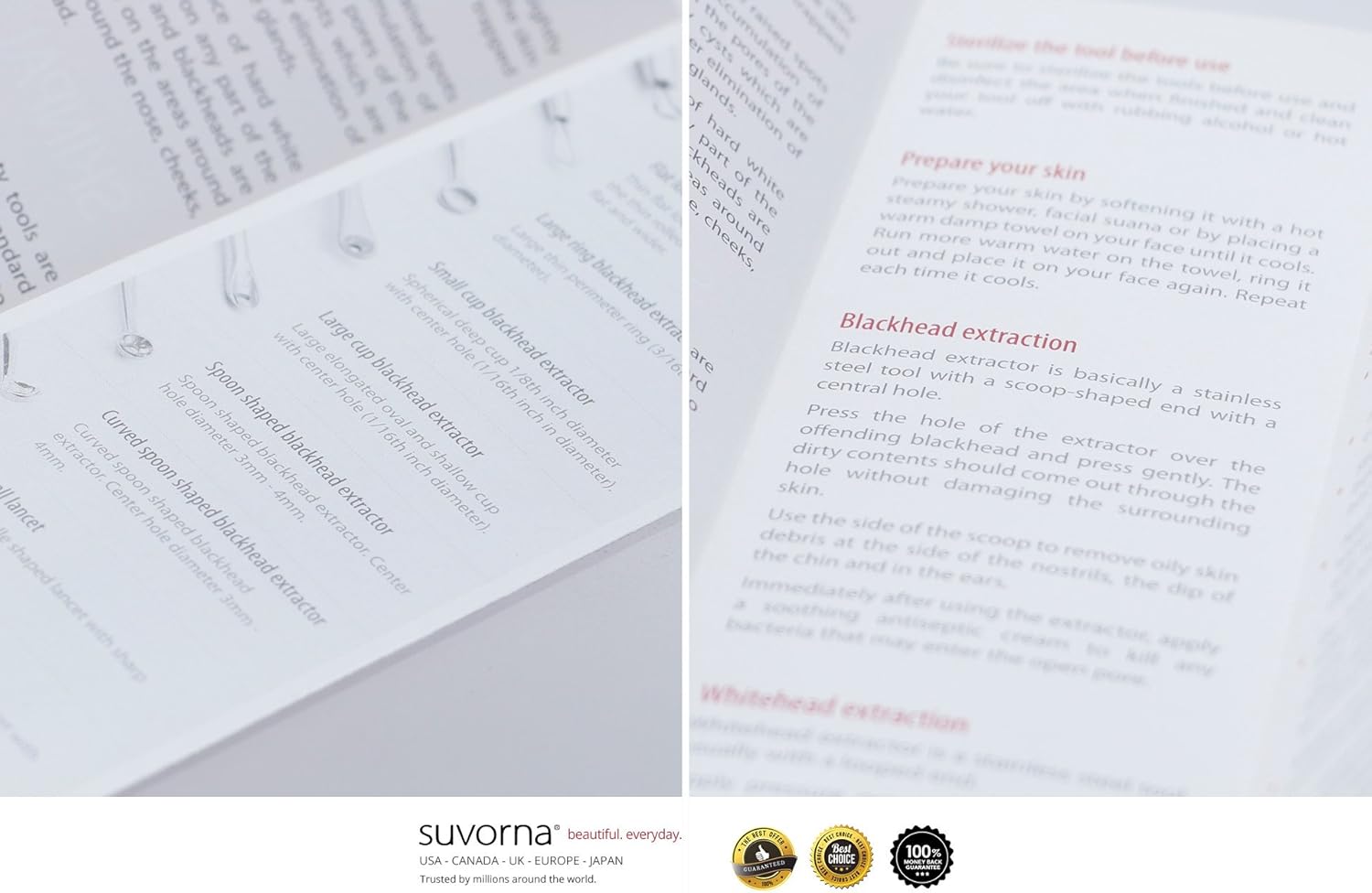 Suvorna Skinpal s35 Lancet for Whitehead Extractor, Pimple, Milia, Pus Removal Tool 2in1. Made with Dermatologist Grade Surgical Steel. Approved by aestheticians, Comes with Product guide & Warranty.: Health & Personal Care