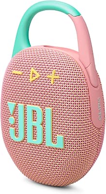 Clip 5, Enceinte Bluetooth ultra-portable, mousqueton intégré, son JBL Pro, basses percutantes, 12 heures d'autonomie, fonction Playtime Boost, résistante à l'eau et à la poussière IP67, en rose
