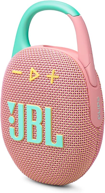 Clip 5, Enceinte Bluetooth ultra-portable, mousqueton intégré, son JBL Pro, basses percutantes, 12 heures d'autonomie, fonction Playtime Boost, résistante à l'eau et à la poussière IP67, en rose