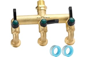 ZAAKWANG 3-Way Garden Faucet, Outdoor Wall Mount Garden Faucet, Faucet and Diverter 2-in-1, 3/4-inch Male NPT Inlet and Three 3/4-inch Male GHT Outlets with Comfort Extended Handle On/Off Valve