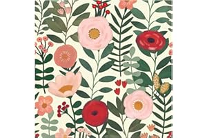 HAOKHOME Floral Peel and Stick Wallpaper Boho Wall Paper Removable for Bedroom Beige/Pink/Red Contact Paper 17.3in x 9.8ft