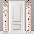 Rose Gold 90th Birthday Door Banner - Elegant Cheers To 90 Years Party Decor