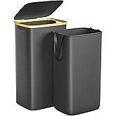 Foluck Large Laundry Hamper, 100L Waterproof Laundry Basket with Lid and Removable Bag, Collapsible Tall Clothes Hamper with Bamboo Handles for Clothes Toys in Dorm Bedroom Bathroom, Black