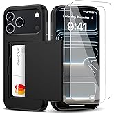 Benbenjaytek for iPhone 17 Pro Max Wallet Case with Card Holder + 2 Tempered Glass Screen Protector Protective Shockproof Hidden Card Slot Slim Case Women Men for iPhone 17 Pro Max 6.9″(Black)