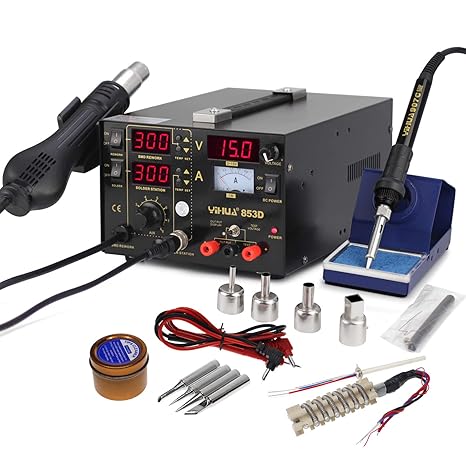 YIHUA 800W 1A 3in1 Digital Lötstation Lötkolben Entlötstation Heißluft Lötset Soldering Iron Entlötkolben LED Digitalanzeige 
