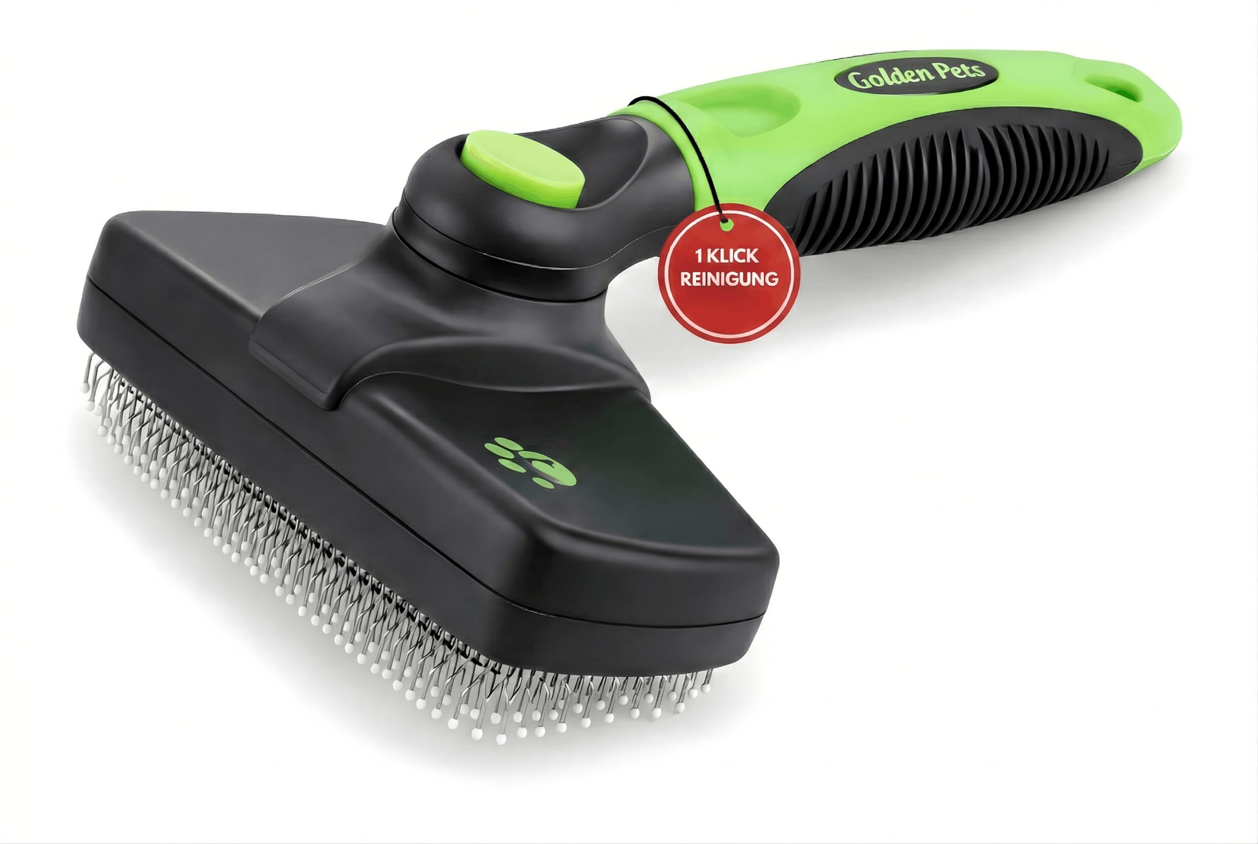 Golden Pets Self Cleaning Slicker Brush for Cats and Dogs | Suitable for Short to Long Hair | Small to Large Animals | Easy to Clean | Includes Care Handbook (in German)