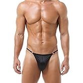 FEOYA Men's Sexy Detachable Thong Bikini Underwear Low Rise Bulge Pouch Briefs Soft Satin Panties